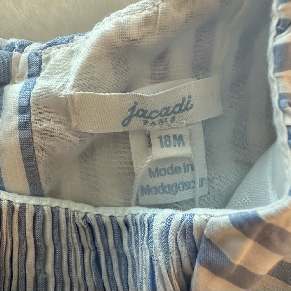 Jacadi | NWT - Blue Striped Smocked Dress - Size 18 Months - Picture 4 of 10